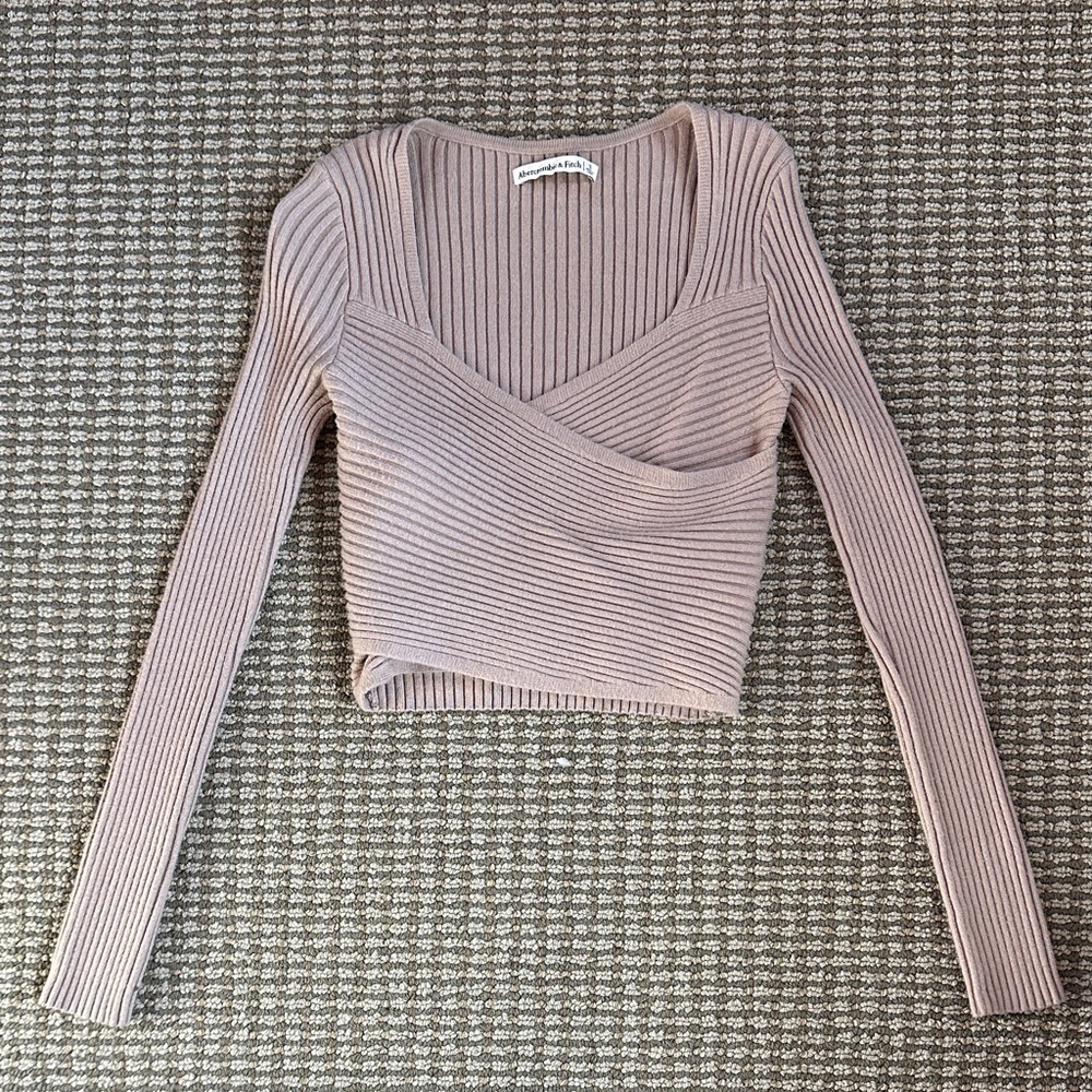 Abercrombie & Fitch Mauve Ribbed Wrap Top
